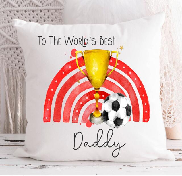 Personalised Football Trophy Cushion, Worlds Best Dad, Gift, Fathers Day Gift - image 1