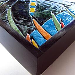 Red Eye Frog Mosaic - Paper Tile Mini - Original Art - Unique Process - Tree Mosaic Amphibian Cute Frog - Summer Art - thumbnail 3