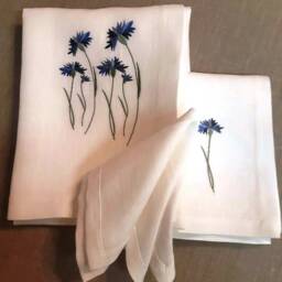 Embroidered Linen Towel Set Bath, Hand & Wash Cloth - thumbnail 3
