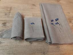 Embroidered Linen Towel Set Bath, Hand & Wash Cloth - thumbnail 1