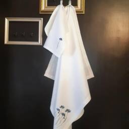 Embroidered Linen Towel Set Bath, Hand & Wash Cloth - thumbnail 4