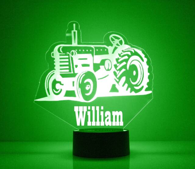 Light Up Tractor, Custom Engraved Night Light, Personalized Free, 16 Color Options With Remote Control, Table Kids Room - image 1