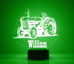 Light Up Tractor, Custom Engraved Night Light, Personalized Free, 16 Color Options With Remote Control, Table Kids Room - thumbnail 1