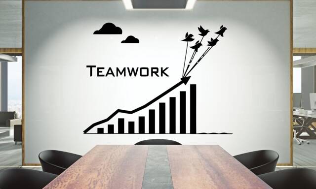 Teamwork Quote Vinyl Wall Decal Office Decor, Inspirational Art 887Re - image 1