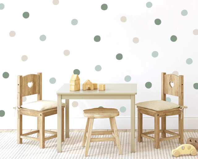 Pastel Polka Dot Wall Decals Neutral Nursery Boho Decor, 90 Fabric Stickers - image 1