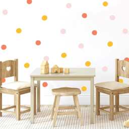 Pastel Polka Dot Wall Decals Neutral Nursery Boho Decor, 90 Fabric Stickers - thumbnail 2