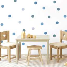 Pastel Polka Dot Wall Decals Neutral Nursery Boho Decor, 90 Fabric Stickers - thumbnail 3