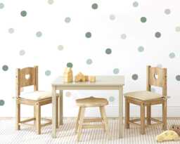 Pastel Polka Dot Wall Decals Neutral Nursery Boho Decor, 90 Fabric Stickers - thumbnail 1