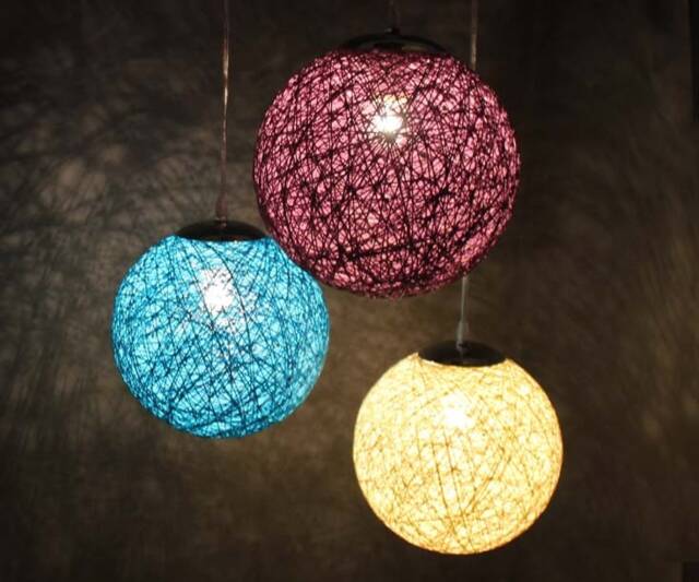 Colorful Globe Chandelier Custom Handwoven Paper Rope Pendant Lights - image 1