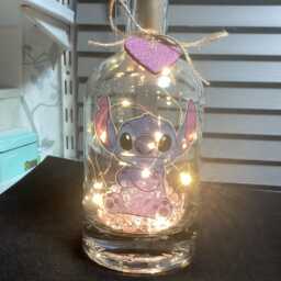 Personalised Stitch, Blue Alien Light Up Bottle, Bottle Lamp With Gift Messaging Service & Bag - thumbnail 3