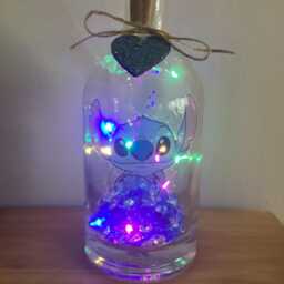 Personalised Stitch, Blue Alien Light Up Bottle, Bottle Lamp With Gift Messaging Service & Bag - thumbnail 2