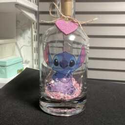 Personalised Stitch, Blue Alien Light Up Bottle, Bottle Lamp With Gift Messaging Service & Bag - thumbnail 4