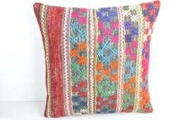 Colored Large Kilim Pillow, 20x20'', Big Cushion Cover, 50x50cm, Large Decorative Pillow, Large Throw Pillow , Large Cover, Big