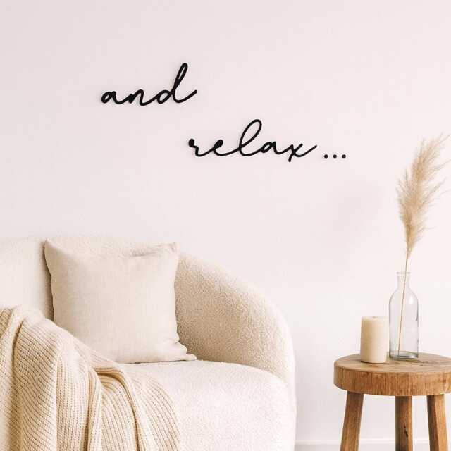 And Relax Wooden Script Sign Hallway Bathroom Home Door Wall Decor Black Sticker - image 1