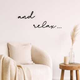 And Relax Wooden Script Sign Hallway Bathroom Home Door Wall Decor Black Sticker - thumbnail 1