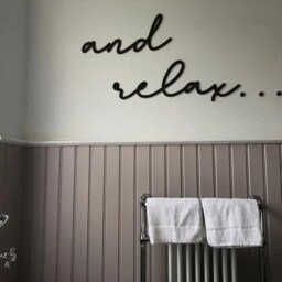 And Relax Wooden Script Sign Hallway Bathroom Home Door Wall Decor Black Sticker - thumbnail 2