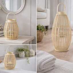Special Offer Natural Bamboo Lantern With Glass Candle Holder. Indoor/ Outdoor Lanterns Terrace/ Patio Lighting - thumbnail 4