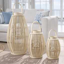 Special Offer Natural Bamboo Lantern With Glass Candle Holder. Indoor/ Outdoor Lanterns Terrace/ Patio Lighting - thumbnail 2