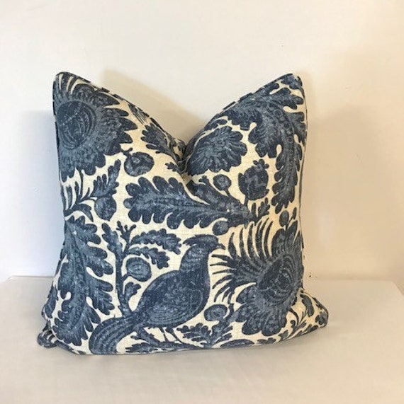 Decorative Cushion Cover - Throw Pillow Accent Outdoor - Waverly Sun N Shade Tucker Resist Col Chambray