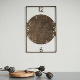 Rectangle Wall Clock Wood Art Decor Unique Modern Rectangular For Living Room Kitchen Farmhouse No Ticking Silent Handmade Mid Century - thumbnail 3
