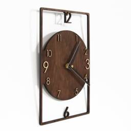 Rectangle Wall Clock Wood Art Decor Unique Modern Rectangular For Living Room Kitchen Farmhouse No Ticking Silent Handmade Mid Century - thumbnail 2