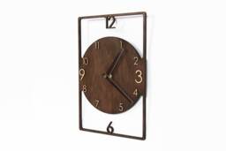 Rectangle Wall Clock Wood Art Decor Unique Modern Rectangular For Living Room Kitchen Farmhouse No Ticking Silent Handmade Mid Century - thumbnail 1