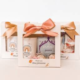 Teacher Thank You Gift, Personalised Headteacher Gift Set, Handcrafted Wax Candle, Hand Designed Logo Candle Present, Scented Coconut - thumbnail 3