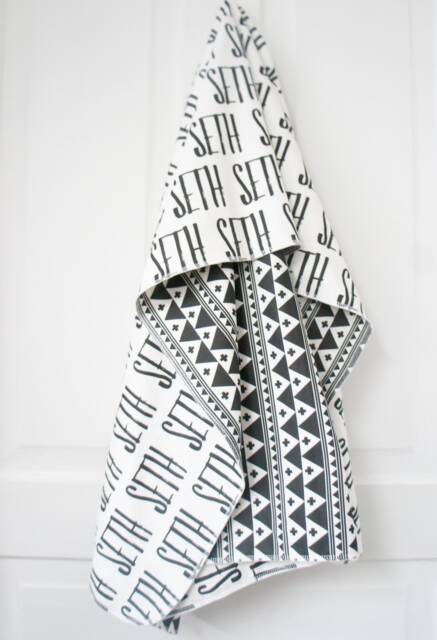 Personalized Organic Cotton Baby Blanket - Reversible Name - image 1