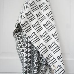 Personalized Organic Cotton Baby Blanket - Reversible Name - thumbnail 3