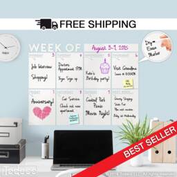 Modern Dry Erase Weekly Wall Calendar Decal - thumbnail 2