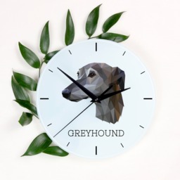 A Clock With A Grey Hound Dog. New Collection The Geometric Dog