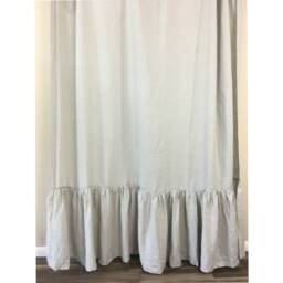 stone Grey Linen Curtains With Mermaid Long Ruffles, Ruffled Curtains, Extra Long Custom Curtain Drapes - thumbnail 2