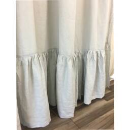 stone Grey Linen Curtains With Mermaid Long Ruffles, Ruffled Curtains, Extra Long Custom Curtain Drapes - thumbnail 3