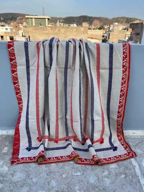 Cotton Kantha Quilt Handmade Block Print Reversible Patchwork Boho Bedspread - image 1