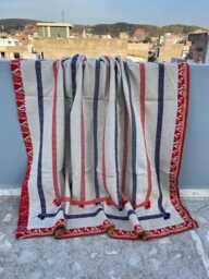 Cotton Kantha Quilt Handmade Block Print Reversible Patchwork Boho Bedspread - thumbnail 1
