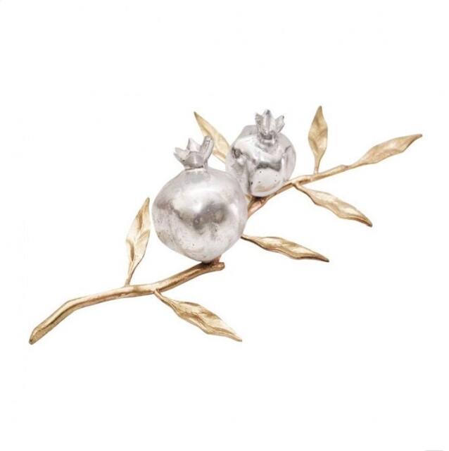 Gold Plated Pomegranate Sculpture, Modern Judaica Centerpiece - image 1