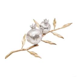 Gold Plated Pomegranate Sculpture, Modern Judaica Centerpiece - thumbnail 1