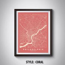 Philadelphia Map Print Pa Travel Poster, Office Wall Art - 1940S Style - thumbnail 3