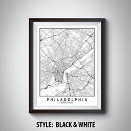Philadelphia Map Print Pa Travel Poster, Office Wall Art - 1940S Style - thumbnail 2