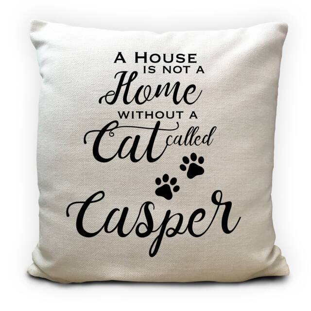 Personalised Cat Kitten Name Bed Cushion Cover - A House Is Not A Home Paw Prints Decorative Home Decor Pillow Throw 40cm 16 Inch - image 1