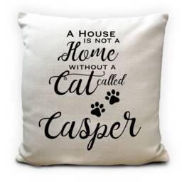 Personalised Cat Kitten Name Bed Cushion Cover - A House Is Not A Home Paw Prints Decorative Home Decor Pillow Throw 40cm 16 Inch - thumbnail 1