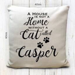 Personalised Cat Kitten Name Bed Cushion Cover - A House Is Not A Home Paw Prints Decorative Home Decor Pillow Throw 40cm 16 Inch - thumbnail 2