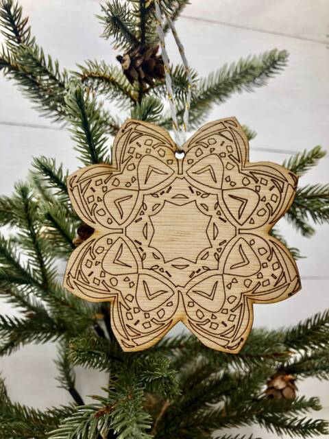 Boho Christmas Ornament, Style Wooden Decor, Natural Wood Bohemian Home Tree Holiday Decoration - image 1