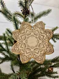 Boho Christmas Ornament, Style Wooden Decor, Natural Wood Bohemian Home Tree Holiday Decoration - thumbnail 1