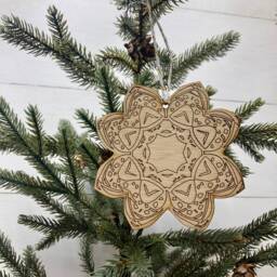 Boho Christmas Ornament, Style Wooden Decor, Natural Wood Bohemian Home Tree Holiday Decoration - thumbnail 2