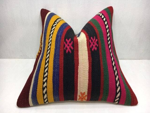 Vintage Kilim Pillow Cover, 20x20, Bohemian Throw - image 1