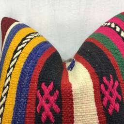 Vintage Kilim Pillow Cover, 20x20, Bohemian Throw - thumbnail 2