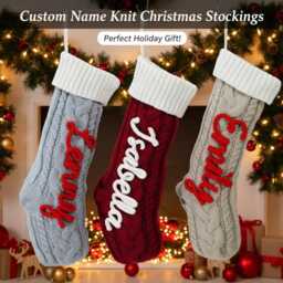 2026 Personalized Christmas Stocking, Embroidered Family Name Stockings, Knit Holiday Stockings Gifts, Xmas Sock - thumbnail 2