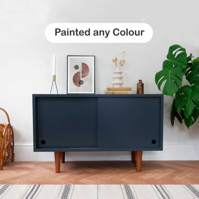 Handmade Mid Century Record Cabinet Dark Navy Blue Vinyl Storage Cupboard - image 1