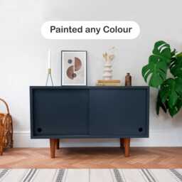 Handmade Mid Century Record Cabinet Dark Navy Blue Vinyl Storage Cupboard